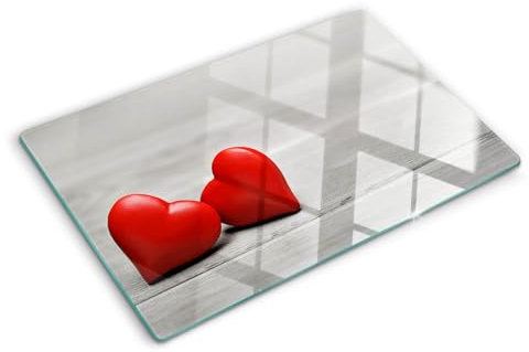 Tulup Tagliere Vetro Temperato - 80x52cm - Copri Piano Cottura - Cuore di Legno