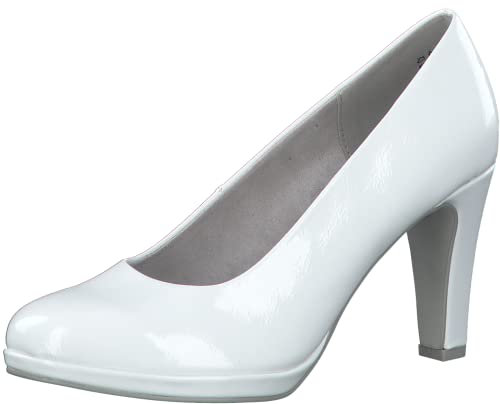MARCO TOZZI Décolleté Donna con Tacco a Imbuto Vegane, Bianco (White Patent 1), 41 EU