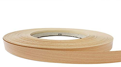 DecoMeister Kantenumleimer mit Schmelzkleber Möbelkantenband Melaminkantenumleimer Umleimer Melamin Bügelkante Dekor für Regalbrett Furnier zum Aufbügeln 21mm x 5m Kantenband Helle Buche