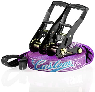 SPIDER SLACKLINE TKSA3 - Custom Slackline Kit erfahrene Slackliner oder Einsteiger - Komplettset Gurtband Länge 25m mit 2X Ratschen
