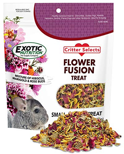 Flower Fusion Treat - Healthy Natural Dried Flower Herbivore Treat - Chinchillas, Guinea Pigs, Rabbits, Prairie Dogs, Degus, Hamsters, Rats, Squirrels, Sugar Gliders & Other Small Pets (0.85 oz)