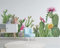 MUMUWUSG Fototapete 3D Effekt Einfach Grün Pflanze Kaktus Selbstklebende Wandtapete Wohnzimmer Kinderzimmer Wanddeko Tapete Art Poster Tv Hintergrund Wandbilder 140X70Cm