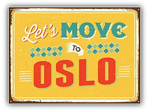20cm! Hochwertiger Kühlschrank-Auto-Aufkleber Sticker Cartoon Comic Auf geht's nach Oslo Weinlese Reise UV&Waschanlagenfest Decal