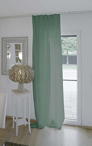 beties Leinen Gardine ca. 135x255 cm Vorhang 100% Leinen im Landhausstil mit verdeckten Schlaufen oder Tunnelzug Landhaus Kurzgardine Küche Vorhang Fensterschal Wohnzimmer (Natural-Mint)