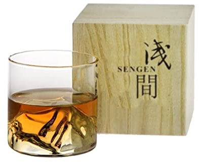 GOUQISHUI Verre à whisky japonais 3D montagnard glacier Old Fashioned Whisky Rock Verres à whisky Verre à whisky en bois Coffret cadeau Vodka Tasse à vin