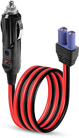 GINTOOYUN Cavo da accendisigari da 14 AWG a spina EC5 da CC 12/24 V a presa femmina EC5, cavo di alimentazione per pompa d'aria per automobili, batterie per automobili, UAV, fuoristrada, ecc. (99,7