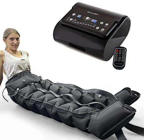 Dinamicamed ® Premium 8.0 Pressotherapie Professionelles Lymphdrainage Gerät Digital Compact, 6 Massage-Programme, 8 Luftkammern, Beinmassagegerät mit Hosenmanschette