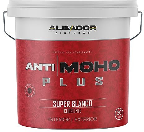 ALBACOR Pintura Blanca Antimoho Plus -20KG- Anticondensación Evita la Aparición de Hongos y moho en Paredes, Techos, Especial Baños, Liso Mate, Antihumedad (20 Kilos)