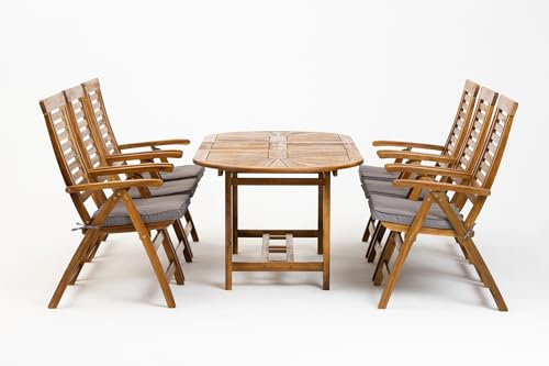 Mercurius | Möbel Outdoor Gartenmöbel-Set Marsylia 6 Graue kleine Quadrat Auflagen