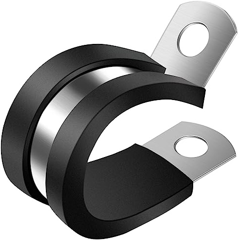 ZIPCCI 3/8 Inch Cable Clamp, 25 Pack Stainless Steel Wire Clamp for Pipe, Hose and Cable Protection with Metal Rubber Clips (10mm)