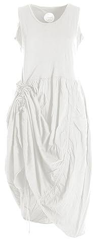 Vishes - Alternative Bekleidung - verstellbares Damen Kleid lang kurzes Sommerkleid Damen Kleider weiß 48