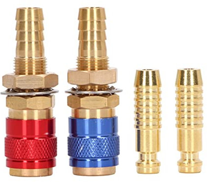 Wassergekühlter Gasadapter aus Messing, Tragbarer Messing-Schnellanschluss für Wassergekühlten Gasadapter mit Stecker, Geeignet für PTA DB MIG WIG-Schweißbrenner (10mm)