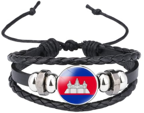 1 Stück Kambodscha-Flagge-Armband,Kambodscha-Karte,Flagge,Elastische Kette,Wickelarmbänder,Unterstützungs-Kambodscha-Armband,Souvenir Für Mann Und Frau,Patriotischer Schmuck,Wie Abgebildet,18
