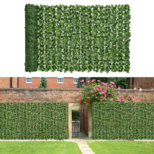 Künstlicher Efeu Sichtschutz Zaun, 1 x 3m Balkon Sichtschutz mit Kunst Efeu Balkonbespannung Sichtschutz Garten für den Garten Balkon Außendekoration