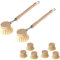 Esmula 2er Set Spülbürste Holzspülbürste + 6 Ersatzköpfe, nachhaltige Spülbürsten Holz mit 6 x Ersatzkopf, Abwaschbürste, Geschirrbürste, Küchenbürste, Bürste Küche