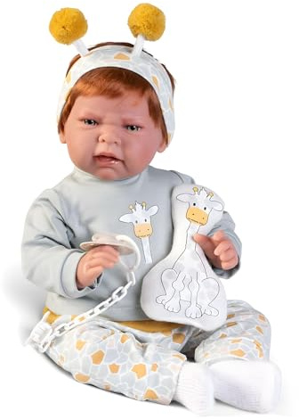 Muñecas Antonio Juan Recién Nacida Lea jirafita | Cuerpo de Tela con extremidades rotatorias | Juguetes para niño y niña | Colección 2024 | Referencia 33360