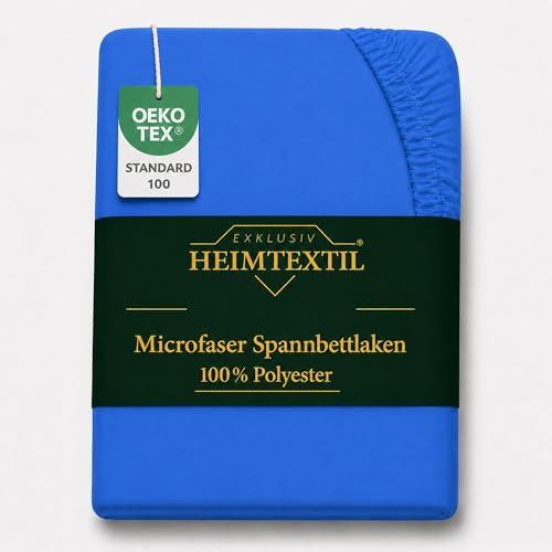 EXKLUSIV HEIMTEXTIL Microfaser Marke Spannbettlaken,100% Polyester, 135 g/m², Öko - Tex Zertifiziert, 90-100 x 200 cm + 30 cm Royalblau