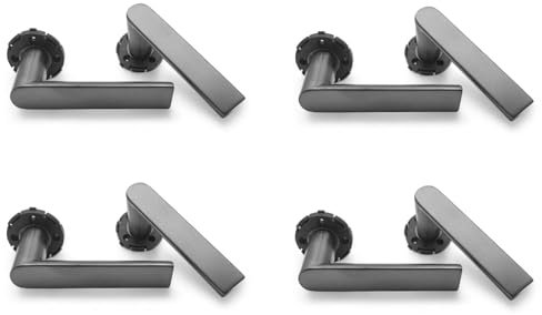 Schartec® Türklinke Dalia in Gun Grey 4er Set Edelstahl für Innentür Drückergarnitur Zimmertüren Türgriffe Türklinken Türbeschläge