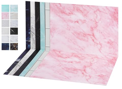 12PCS 12Patterns Product Photography Backdrops,Photo Backdrop Double Sided Marble and Tile Photo Background（16.5X11inch）