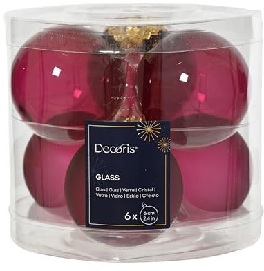 Weihnachtskugel Glas 6cm x 6 Stück - matt & glänzend transparent - Christbaumkugeln Weihnachtsbaumkugeln für Weihnachtsbaum zu Weihnachten - Christbaumschmuck & Weihnachtsbaumschmuck - Granatapfel