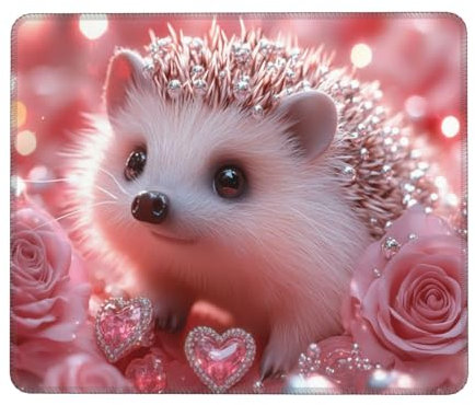 Rosa Igel Mauspad 230 x 180 x 3 mm Gaming Mousepad, Nahtlose Kanten Mouse Pad verbessert Geschwindigkeit und Präzision, Wasserdicht und Rutschfester Gummi Mausmatte für Büro Computer, Laptop WH-379