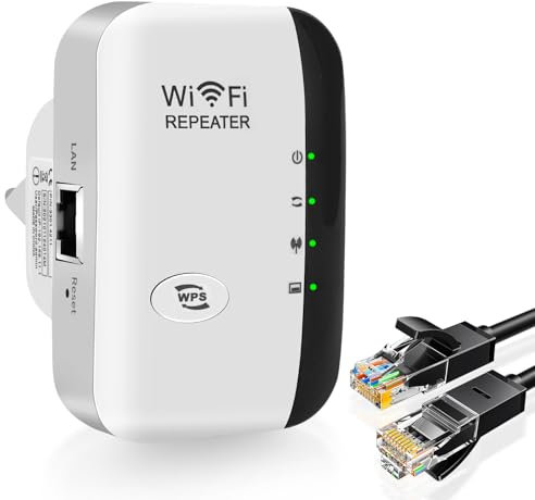 Ripetitore WiFi Potente per Casa, WiFi Extender 300Mbit/s 2.4GHz, Amplificatore Segnale wifi, WPS, Plug e Play, Porta LAN Ethernet, Supporta Modalità Ripetitore/Router/AP