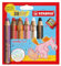 STABILO - Buntstift, Wasserfarbe & Wachsmalkreide - woody 3 in 1 - Geburtstags Edition - Einhorn - 6er Pack mit Spitzer - 6 Farben
