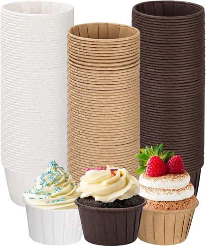 Zhenghebuy Cupcake Cases for Baking,150Pcs Paper Cake Moulds,Paper Cases for Muffins,Cake Muffin Greaseproof Liners,Disposable Baking Cups(3 Colors)