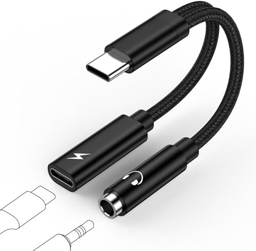 GiGreen USB C auf Klinke Adapter und Laden, 2 in 1 Typ C auf 3,5mm Klinke Kopfhörer Adapter, USB C zu Schnellladung Aux Audio für Samsung Galaxy S25 S24 S23 A55 A35 A16, iPhone 16 Pro, Google