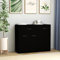 Myheimly Sideboard mit 1 Schublade 3 Türen Kommode Anrichte Schrank Beistellschrank Mehrzweckschrank Standschrank Holzwerkstoff Sideboard Schwarz