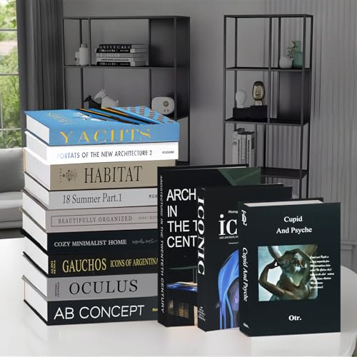 YUJUVI Livres Decoration Maison 12 Pièces Faux Livre Decoration Pliables Décoratifs Livres Decoration d'interieur pour Maison Salon Tables Basses Decoration (12 Pièces B)