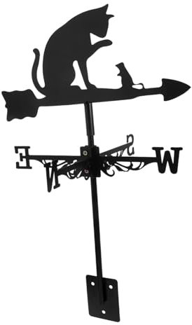 PAMINGONO Edelstahl Windrichtungsanzeiger Katzen Design Wetterfahne Für Garten Und Terrasse Dekoratives Gartenzubehör Langlebig Und Wetterbeständig Garten Deko