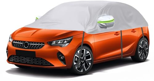 Autoabdeckung Ersatz für Mini Cooper Opel Corsa D Renault Clio, Universelle Sonnenfest Hälfte Autoabdeckung, Halbgarage UV Beständige Halbe Auto Abdeckplane Staubdicht Schneefest Outdoor Indoor