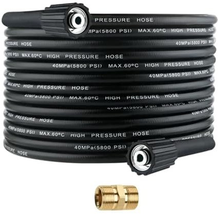 Tubo di prolunga per idropulitrice, 15 m, tubo di prolunga M22 x 14 mm, 240 bar, tubo di ricambio ad alta pressione, compatibile con Kärcher Standard M22-14 con connettore M22 x 1,5 filettato