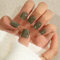 KQueenest Olive Green Press on Nails Short Square, Short False Nails with Glue, Glossy Solid Moss Green Fake Nails Set, Natural Fit, Reusable Small Gel Stick on Nail for Women Decoration 24 Pcs