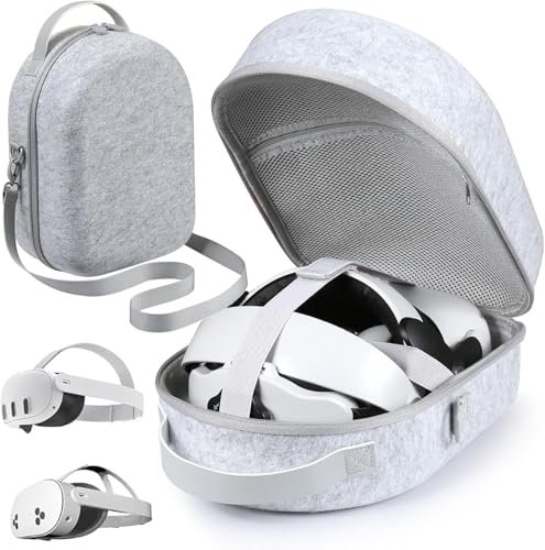 Große Tragetasche kompatibel mit Meta Quest 3S / Quest 3 Offizielle Original Elite Strap VR Gaming Headset Aufbewahrungstasche schützt Reisekoffer Reise Vision Pro Tasche für Touch Controller Zubehör