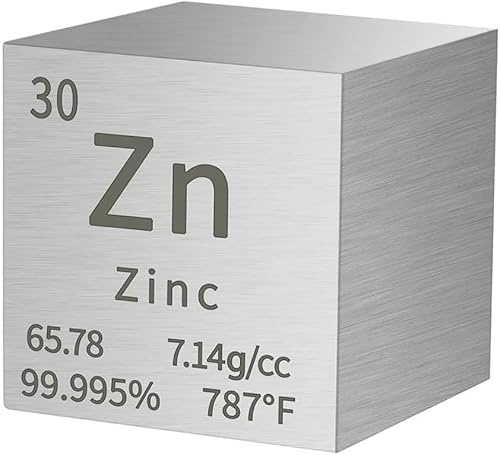 3,81 cm Element Würfel Metall Dichte Würfel Homostarry 99,95% Reinheit Lehrwerkzeug Geschenke für Studenten Lehrer Wissenschaft Chemie Liebhaber Material Hobby Sammlung DIY Laborexperimente (Zink)