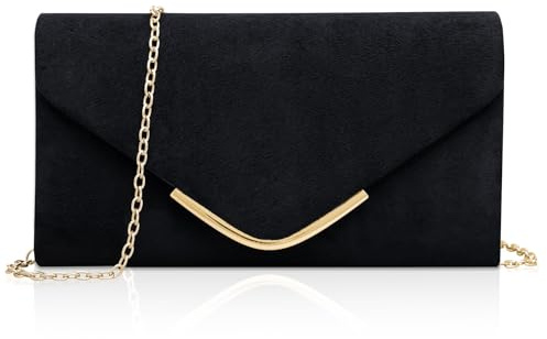 Larcenciel Damen Clutch, Nude Leder Handtaschen mit Kette, Elegant Envelope Abendtasche Mode Crossbody Umschlag Tasche