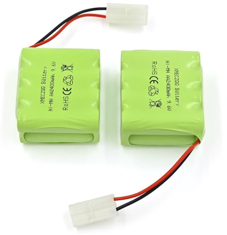 XMECZQQ NiMH Akku 9.6V 2400mAh, 2 Ersatzbatterien mit KET Stecker, Geeignet für Fernbedienendes Spielzeug und Andere Funkeinrichtungen.