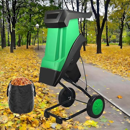 2400W Electric Wood Chipper with 50L Bag, Quiet Garden Shredder, 40mm Cutting Capacity, Leaf Mulcher and Yard Waste Shredder with Wheels for Efficient Home Garden Maintenance