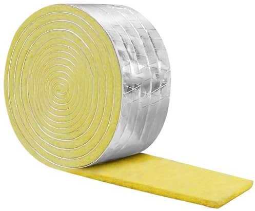 Isolierrolle 10m Fiberglas - Wärmedämmende, Schalldämmende Rohrisolierung für Kalt- und Warmwasserleitungen, Winterschutz Innen- und Außenbereich, Dämmwolle(1 pc)