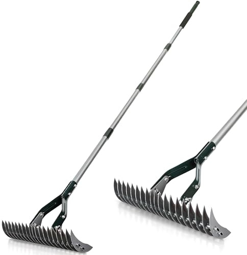 ORIENTOOLS Lawn Thatch Rake 180cm Long Handle - Dethatcher and Garden Rake for Removing Dead Grass, Moss & Debris, Lightweight 2.1kg for Healthy Lawn Care
