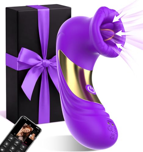 Vibromasseurs Feminin Clitoridien, Sex Toýs, Gode Femme, Stimulateur | avec APP, 10 Modes de Léchage de Langue et Légère Succion, Jouet Adulte pour Couple, Silicone Doux, Étanche et Discret