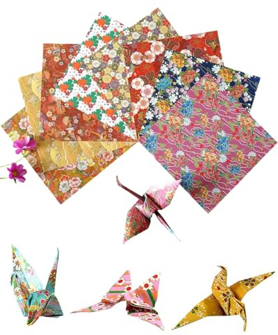 SCJJZ 60 Stück Origami Papier Set, traditionelles japanisches Faltpapier mit 8 verschiedenen Motiven, 15 x 15 cm Bastelpapier für DIY-Kunstprojekte und kreative Arbeiten von Erwachsenen