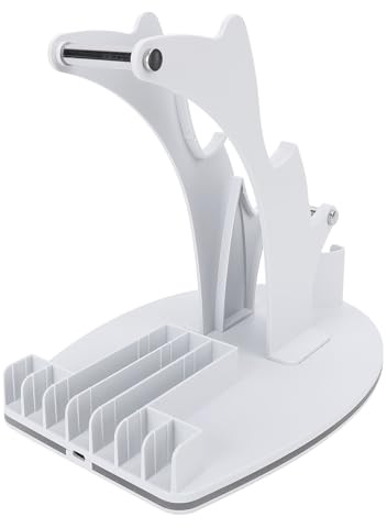 KUIDAMOS 4 in 1 Game Controller Stand with RGB Light Headphone Hanger for 2, Adjustable Lighting Modes for Gaming Setup (White)