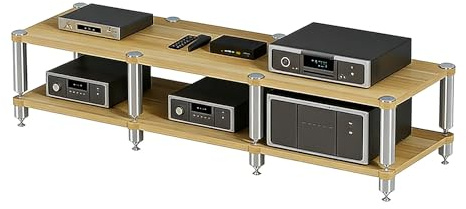 Easnuroz HiFi-Rack AV-Regal 2/3/4 Ebenen HiFi-Ständer Plattenspielerständer Audio-Rack-Regale Für AV-Verstärker/Plattenspieler/Sky-Receiver/Xbox One/Drucker(180 * 48 * 42cm(2Tier))