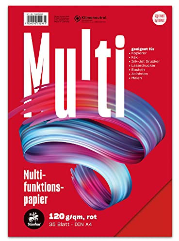 Staufen Style Multifunktionspapier - DIN A4, 35 Blatt, Farbe: rot, 120g/m² Qualitätspapier, 1 Stück