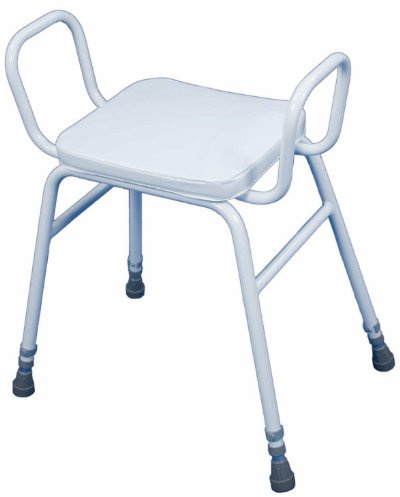 Aidapt Height Adjustable Perching Stool With Padded Seat and Safety Arms For Elderly for Users with Limited Mobility