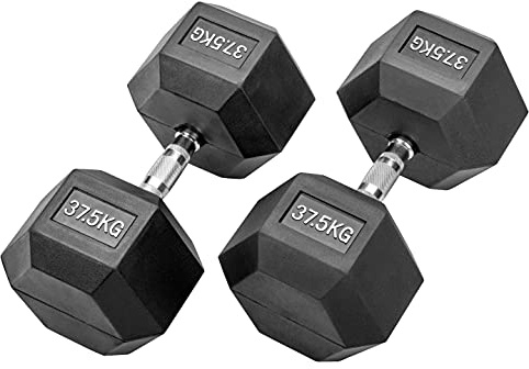 Bad Company Gummierte Hexagon Studio Hanteln schwarz I Kurzhanteln gummiert für Aerobic, Gymnastik und Fitness