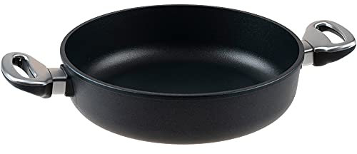 Harecker Bräterpfanne 26 cm Ø aus Aluguss mit Seitengriffen | PFOA-freie Antihaftbeschichtung | für Induktion, Gas, Ceran & Elektro | backofengeeignet bis 240 °C | Made in Germany